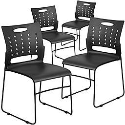 Flash Furniture Vented Stack Chair 4-Pack in Black