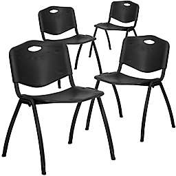 Flash Furniture Hercules Stack Chairs in Black (Set of 4)