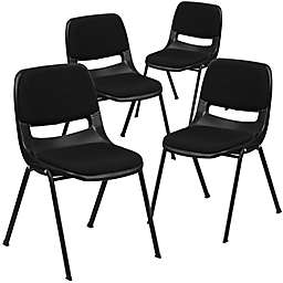 Flash Furniture Hercules Ergonomic Stack Chairs in Black (Set of 4)
