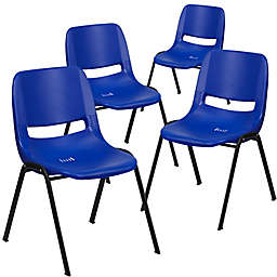 Flash Furniture Hercules Ergonomic Stack Chairs in Blue (Set of 4)