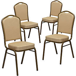 Flash Furniture HERCULES Upholstered Banquet Chairs in Beige/Gold (Set of 4)