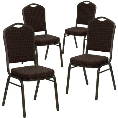 Flash Furniture HERCULES Fabric Banquet Chairs in Brown/Gold (Set of 4)