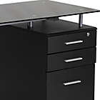 Alternate image 3 for Flash Furniture Black Glass Computer Desk with 3-Drawer Pedestal