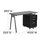 Alternate image 5 for Flash Furniture Black Glass Computer Desk with 3-Drawer Pedestal