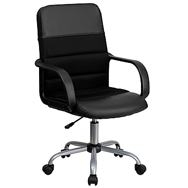 Flash Furniture Mid-Back Faux Leather and Mesh Swivel Task Chair in Black. View a larger version of this product image.