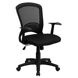 Flash Furniture Mid-Back Mesh Swivel Task Chair with Mesh Seat in Black