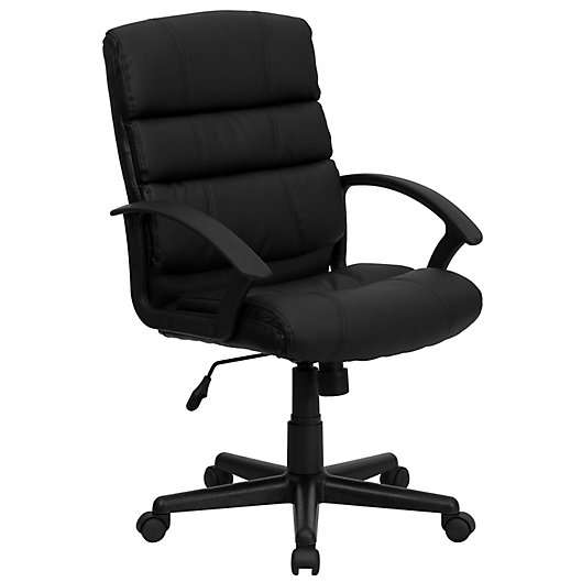 Alternate image 1 for Flash Furniture Mid-Back Faux Leather Swivel Task Chair in Black