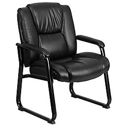 Flash Furniture Big & Tall Hercules Series Leather Executive Side Chair in Black