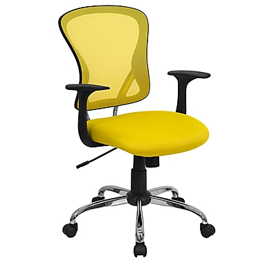 Flash Furniture Mid-Back Mesh Task Chair in Yellow. View a larger version of this product image.
