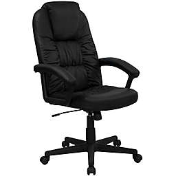Flash Furniture High Back Leather Executive Office Chair in Black