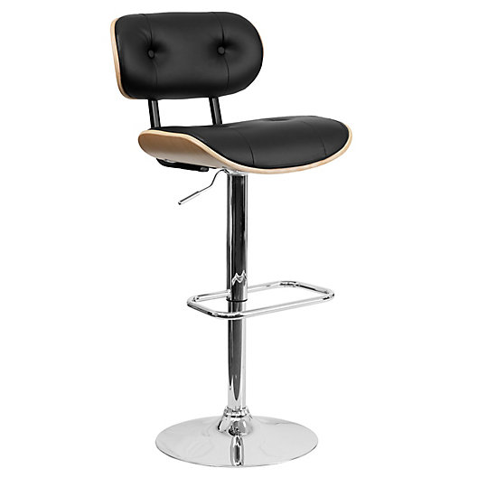Flash Furniture Beech Bentwood Adjustable Height Bar Stool with Black Vinyl Seat 