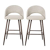 Rounded Back Bar Stools in White (Set of 2)