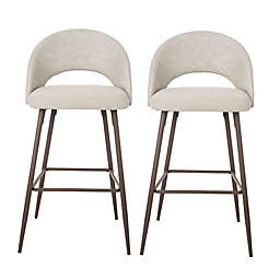 Rounded Back Bar Stools in White (Set of 2)
