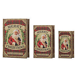 Glitzhome 3-Piece Santa's Christmas Book Boxes