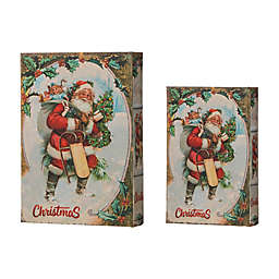 Glitzhome 2-Piece Christmas Santa's Book Box Set