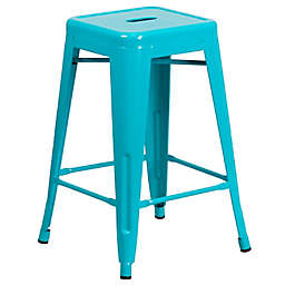 Flash Furniture 24-Inch Backless Counter Stool in Crystal Blue