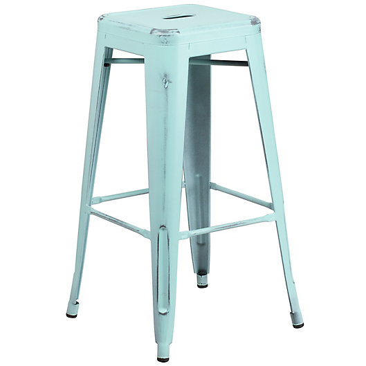 Alternate image 1 for Flash Furniture 30-Inch Backless Distressed Bar Stool in Dream Blue