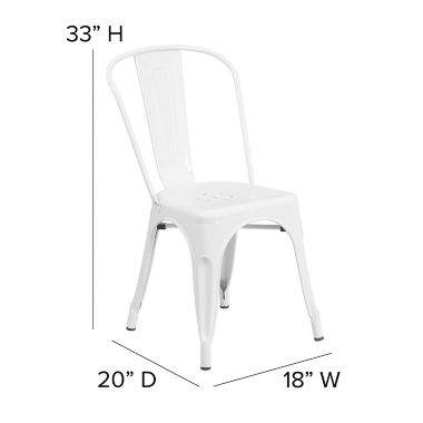 Flash Furniture Indoor/Outdoor Stackable Metal Chair in White. View a larger version of this product image.