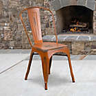 Alternate image 10 for Flash Furniture Distressed Metal Indoor/Outdoor Stackable Chair in Orange