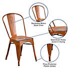Alternate image 3 for Flash Furniture Distressed Metal Indoor/Outdoor Stackable Chair in Orange