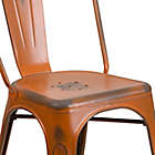 Alternate image 4 for Flash Furniture Distressed Metal Indoor/Outdoor Stackable Chair in Orange