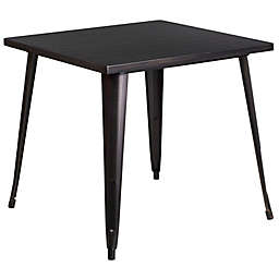 Flash Furniture 31.75-Inch Square Metal Table in Black/Antique Gold