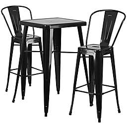 Flash Furniture 3-Piece 27.75-Inch Square Metal Bar Table and Bar Stools Set