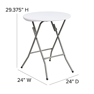 Flash Furniture Plastic Round Granite Folding Table in White. View a larger version of this product image.