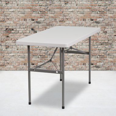 Flash Furniture 4-Foot Rectangular Folding Table in Granite White. View a larger version of this product image.