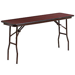 Flash Furniture Rectangular Melamine Folding Table in Mahogany