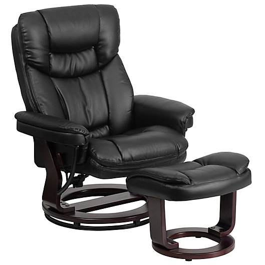 Alternate image 1 for Flash Furniture Contemporary Recliner and Ottoman Set in Black