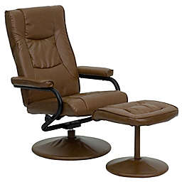 Flash Furniture Palimino Recliner and Ottoman in Brown with Wrap Base