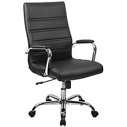 Flash Furniture High Back Faux Leather Office Chair in Black/Chrome