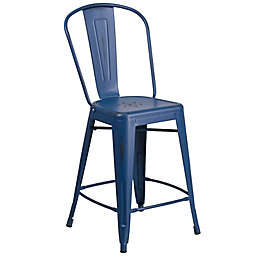 Flash Furniture Antique Counter Stool in Blue