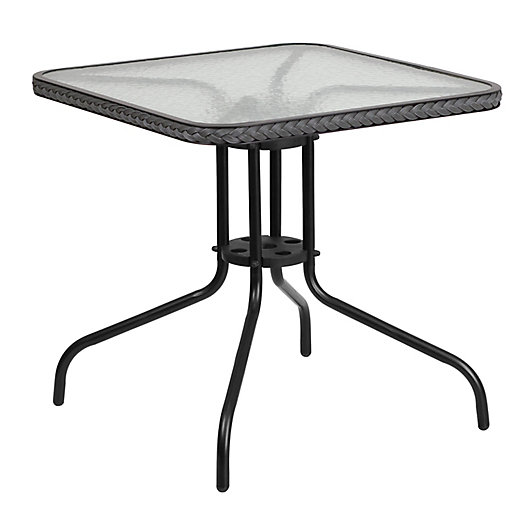 Square All Weather Glass Metal Table, Flash Furniture Glass Patio Table