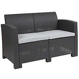 Flash Furniture Outdoor Loveseat with Cushions in Dark Grey