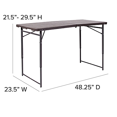 Flash Furniture Height Adjustable Plastic Folding Table in Brown. View a larger version of this product image.