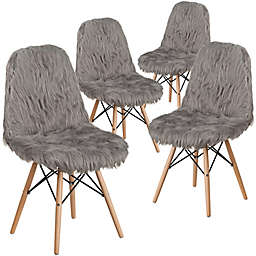 Flash Furniture Faux Fur Upholstered Accent Chairs (Set of 4)