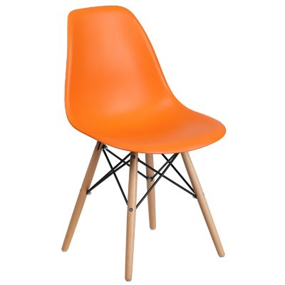 Flash Furniture Elon Series Plastic Chair with Wooden Base