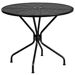 Flash Furniture Steel Indoor/Outdoor 35.25-Inch Round Dining Table in Black