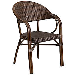 Flash Furniture Rattan Patio Chair in Cocoa with Bamboo-Aluminum Frame