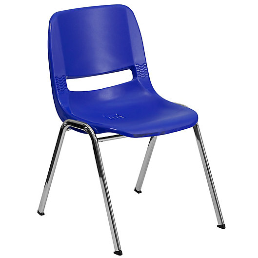 Alternate image 1 for Flash Furniture Plastic Ergonomic Stack Chair in Blue
