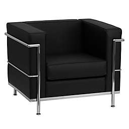 Flash Furniture Leather Chair with Encasing Frame in Black