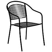 Flash Furniture All-Weather Arm Chair with Round Back in Black