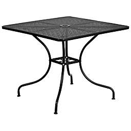 Flash Furniture Steel Indoor/Outdoor 35.5-Inch Square Dining Table in Black