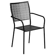 Flash Furniture Outdoor Patio Arm Chair with Square Back in Black