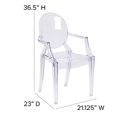 Flash Furniture Ghost Chair with Arms in Transparent Crystal 