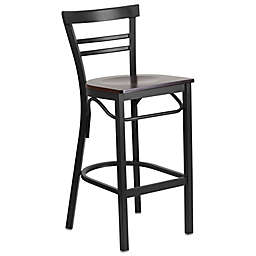 Flash Furniture 41.75-Inch Metal Ladder Back Stool with Wooden Seat