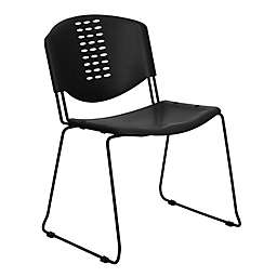 Flash Furniture Plastic Textured Stack Chair in Black