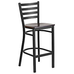 Flash Furniture 42.25-Inch Metal Ladder Back Stool with Wooden Seat